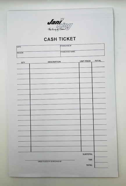 Cash Tickets  (3 pads per order)